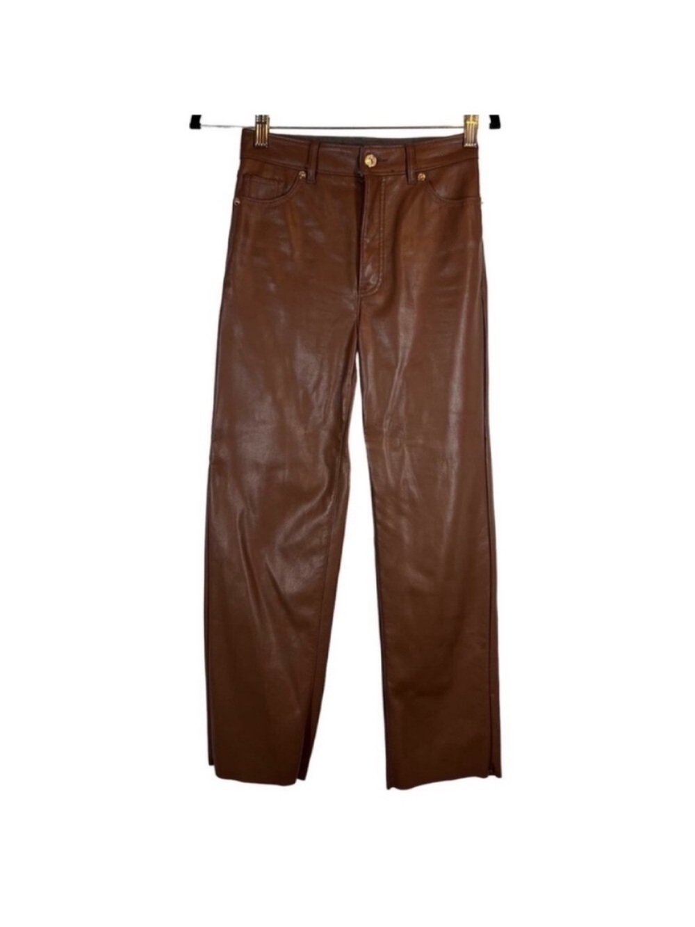 Express faux vegan leather high rise straight leg pants